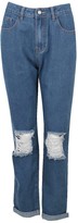 Thumbnail for your product : boohoo High Rise Distressed Boyfriend Jean