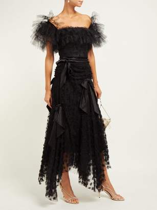 Rodarte Satin-bow Handkerchief-hem Tulle Skirt - Womens - Black
