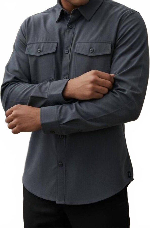 Roosters Supply Company Tazi Micro Corduroy Shirt In Black