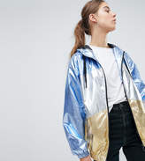 Thumbnail for your product : ASOS Tall DESIGN Tall metallic panel rain jacket