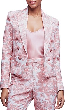 L'Agence Brooke Printed Double Breasted Cropped Blazer