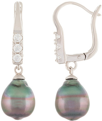 Splendid Pearls Silver 9-10Mm Tahitian Pearl Earrings