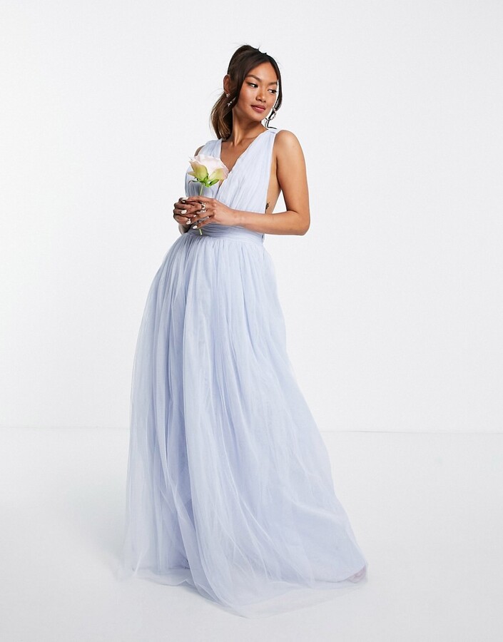 powder blue long dress