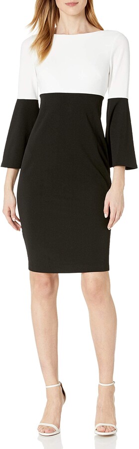 calvin klein white dress with bell sleeves
