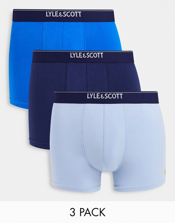 Lyle & Scott 3-pack boxers with contrast waistband in blue - ShopStyle