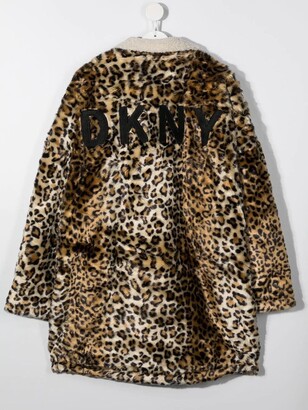 DKNY Faux-Fur Leopard Coat