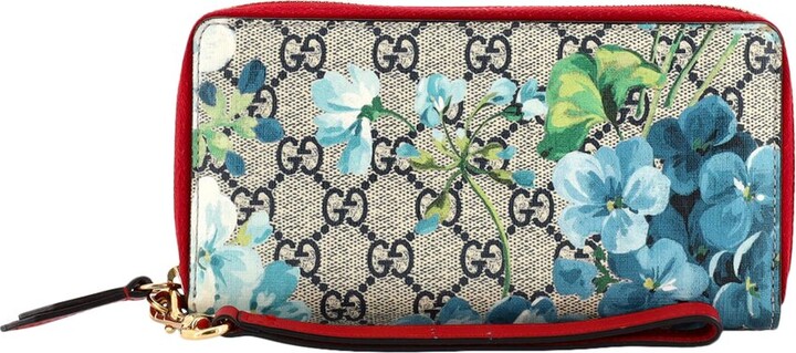 Gucci Card Case Wallet Blooms GG Supreme Blue/Beige/Red