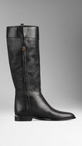 Thumbnail for your product : Burberry Embossed Check Panel Leather Riding Boots