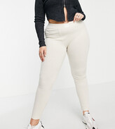 Thumbnail for your product : Sixth June Plus high waisted rib leggings with seam detail & logo waist band