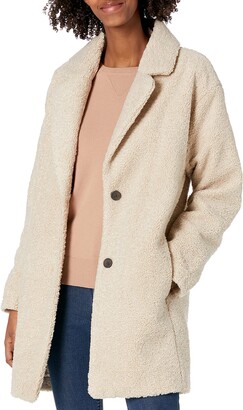 Daily Ritual Women's Teddy Bear Fleece Oversized-Fit Lapel Jacket, Sand, Medium