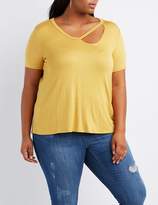 Thumbnail for your product : Charlotte Russe Plus Size Cut-Out Neck Boyfriend Tee