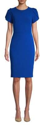 Calvin Klein Short Sleeve Crepe Sheath Dress
