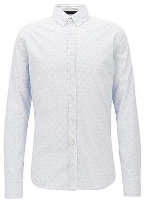 HUGO BOSS Slim-fit micro-print shirt in cotton poplin