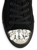 Thumbnail for your product : Miu Miu Suede & Swarovski Crystal Low-Top Sneakers
