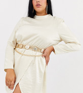 Thumbnail for your product : ASOS DESIGN Curve coin multi chain waist and hip belt