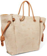 Thumbnail for your product : Loewe Flamenco Medium Leather-trimmed Embroidered Linen Tote - Neutral