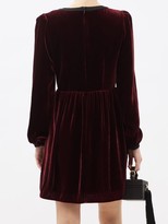 Thumbnail for your product : Saloni Camille Crystal-bow Velvet Mini Dress - Burgundy