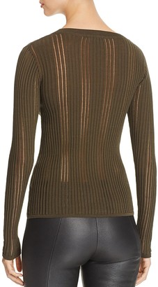 DKNY Sheer-Inset Ribbed Sweater