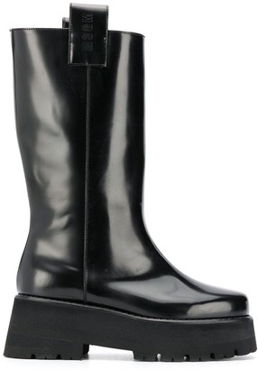ladies black calf length boots uk
