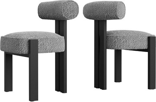 Coolmee UpholsteredDiningChairsSetof2ModernandComfortablePlushBoucleChairswithErgonomicCurvedBackforLivingRoomKitchenandDiningRoom