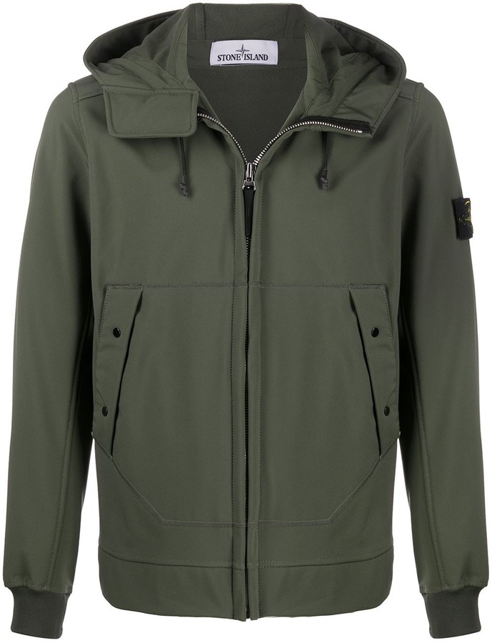stone island softshell hooded lightweight jacket