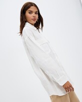 Thumbnail for your product : AERE Women's White Shirts & Blouses - Linen Pocket Detail Shirt
