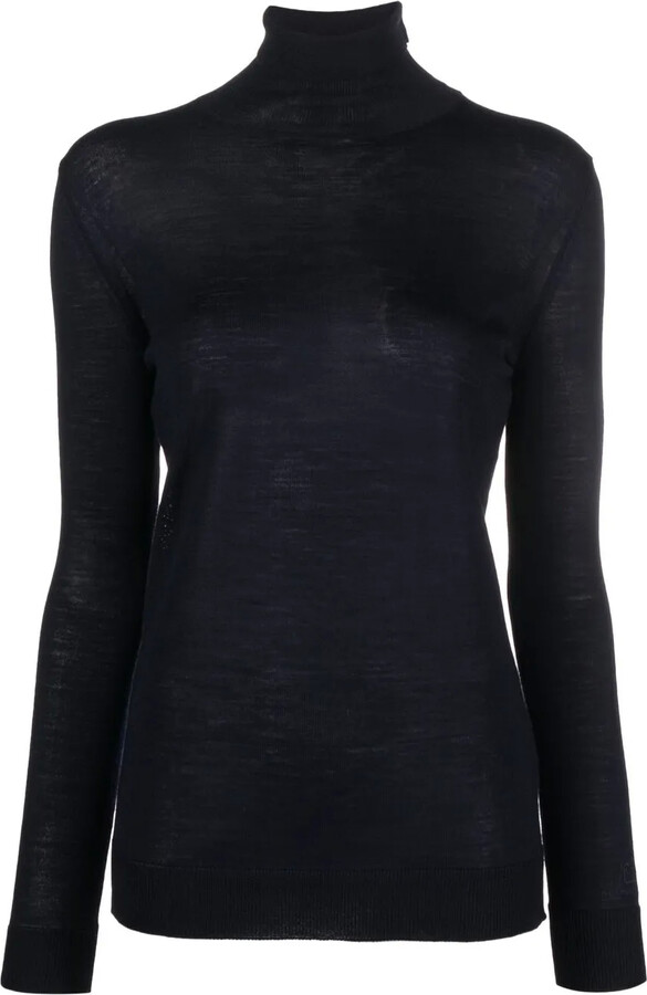 Fine-Knit Turtleneck Top