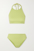 Thumbnail for your product : Bottega Veneta Seersucker Halterneck Bikini - Chartreuse