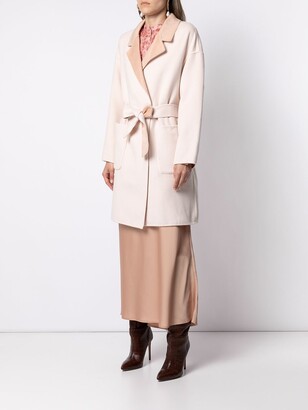 Twin-Set Contrasting Lining Tied Coat