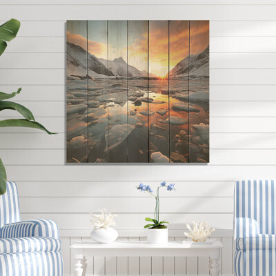 Ebern Designs Grey Glacial Silence In Antartica - Glacier On Wood Print