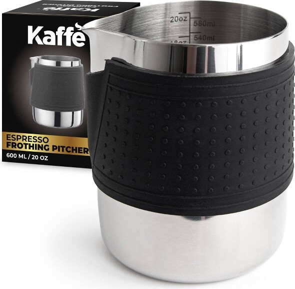 Kaffe Kaffe600mlFrothingPitcherBrushedStainlessSteel:MilkFoamingCoffeeBarAccessory,SilverFinish