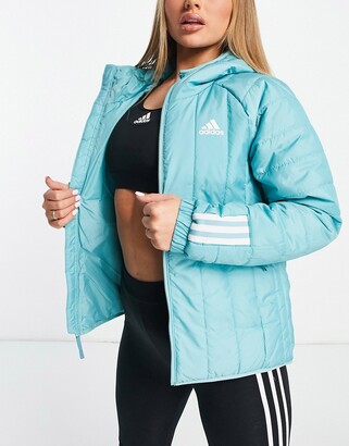 adidas Itavic lightweight padded jacket with hood in mint green - ShopStyle