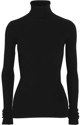 Jil Sander Open-back Ribbed-knit Turtleneck Sweater - Black