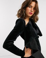 Thumbnail for your product : ASOS EDITION mini dress with ruffle front in velvet