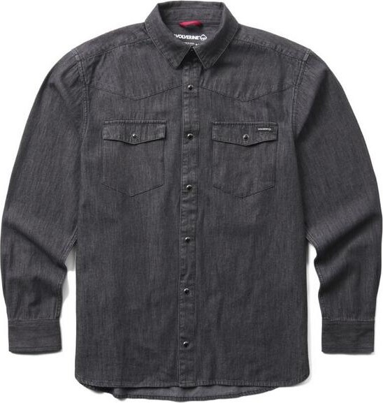 Wolverine Men's Rancher Long Sleeve Button Up Shirt Large Black