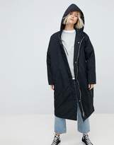 Thumbnail for your product : Weekday Longline Parka With Side Popper Detail