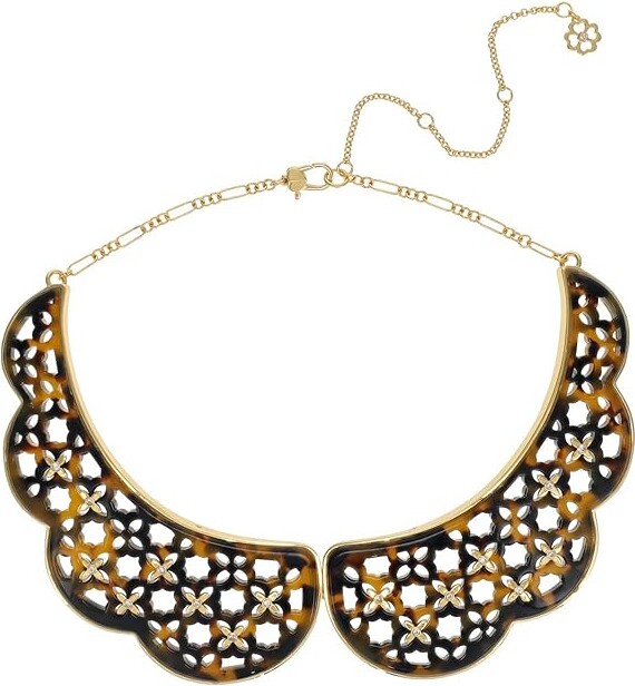 kate spade new york Heritage Bloom Cubic Zirconia & Mother of Pearl Flower  Collar Necklace in Gold Tone, 16-19