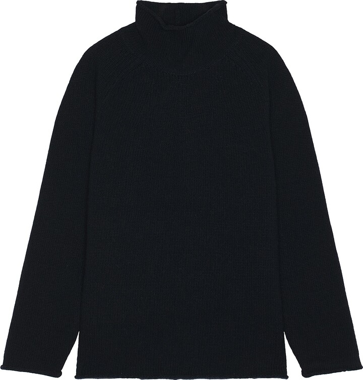 Saturdays NYC Roll Neck Knit Sweater in Navy