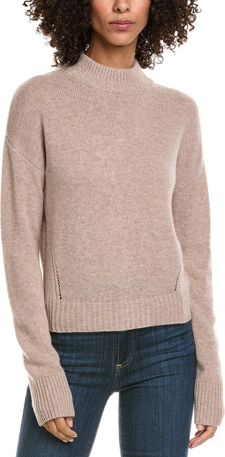 InCashmere Crop Mock Wool & Cashmere-Blend Sweater