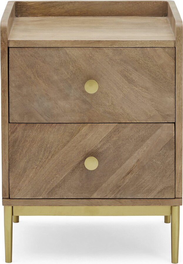 Dunelm Rumi 2 Drawer Bedside Table, Mango Wood Brown ShopStyle Chests