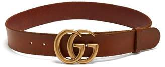 Gucci Gg Logo 4cm Leather Belt - Womens - Tan