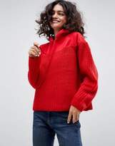 Thumbnail for your product : ASOS Design Jumper with Hood in Knit and Sweat Mix