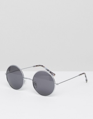 ASOS Round Sunglasses In Burnished Silver