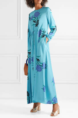 Diane von Furstenberg Floral-print Silk-blend Maxi Dress - Light blue