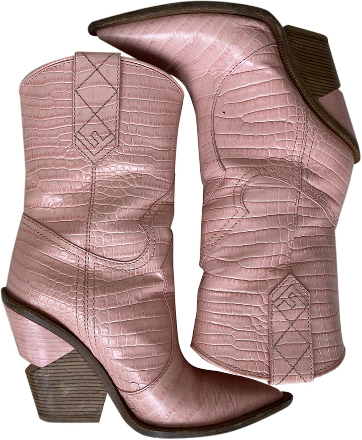fendi pink cowboy boots