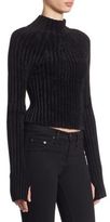 Thumbnail for your product : Helmut Lang Ridge Cropped Velveteen Sweater