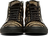 Thumbnail for your product : Versus Black & Gold Studded Tiger Stripe Sneakers