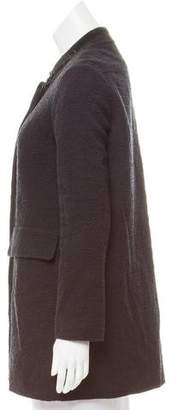 Maje Suede-Trimmed Button-Up Coat