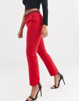 Thumbnail for your product : Stradivarius belted tailored trousers in red