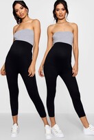 Thumbnail for your product : boohoo Maternity 2 Pack Cropped Over Bump Leggings